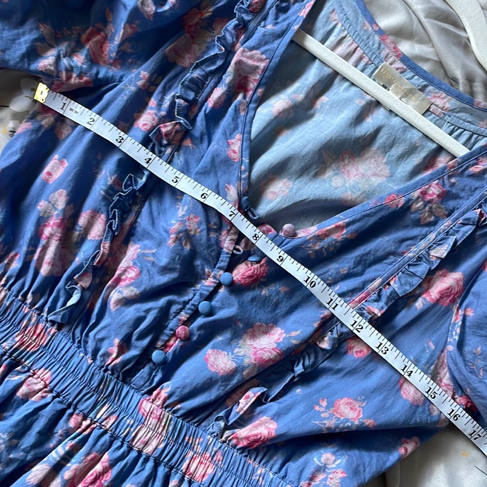 Loveshackfancy Roth Floral Tiered Ruffle Cotton Dress In Faded Denim - Picture 11 of 17